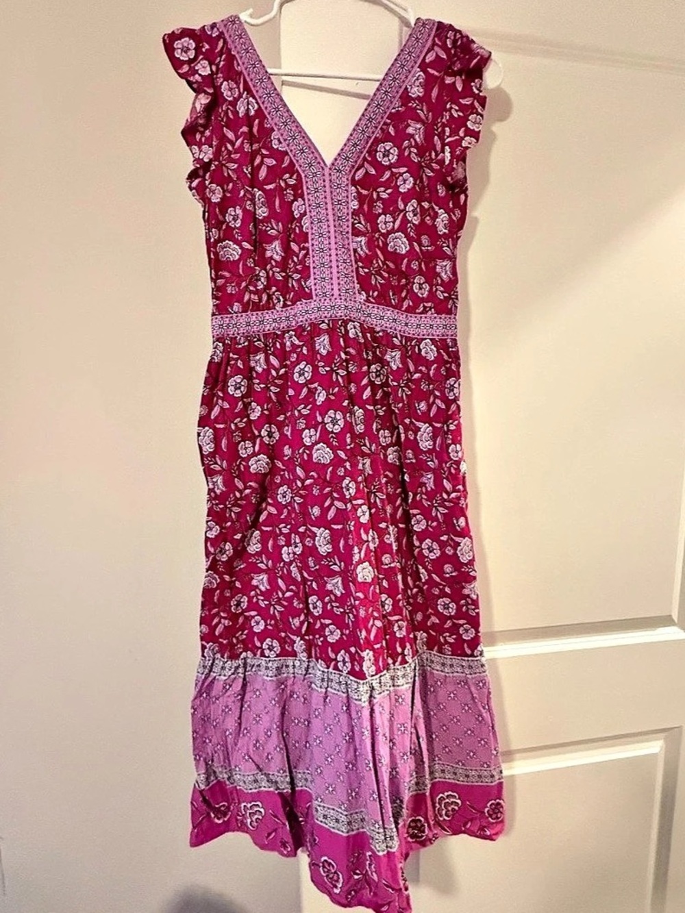 LOFT Floral V-Neck Midi Dress Size 4